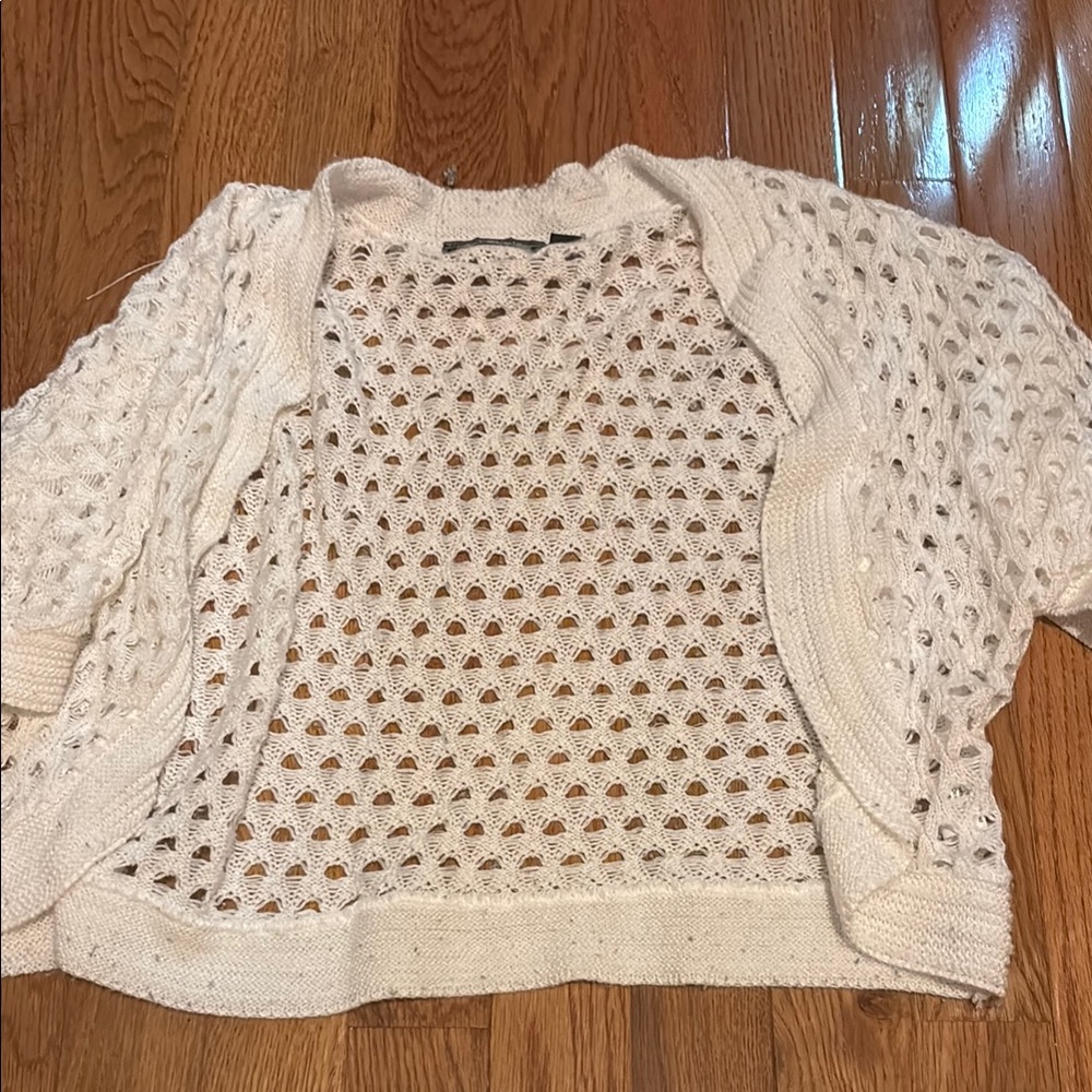 Elementz Cream Open-Knit Cardigan